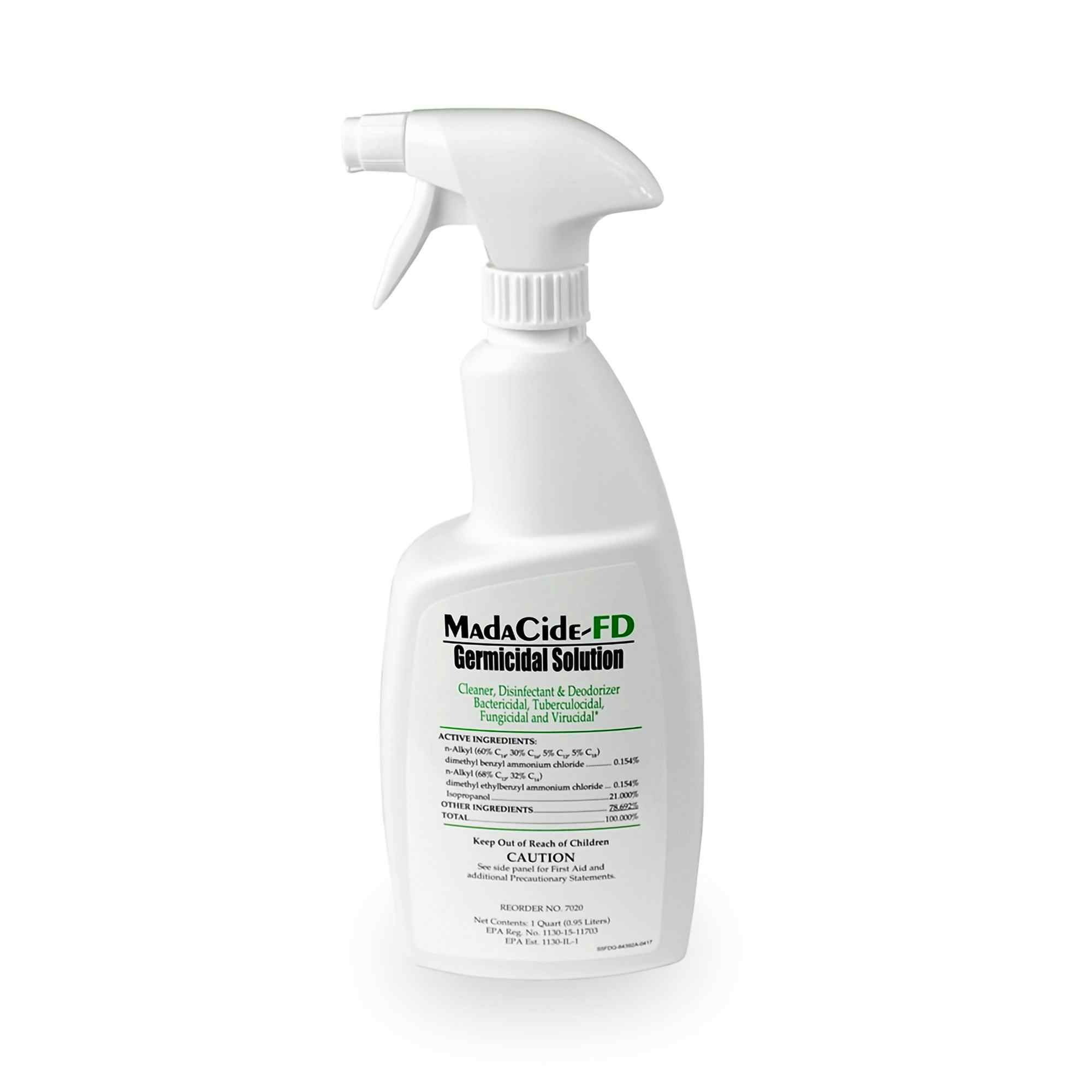 MadaCide-FD Germicidal Solution Cleaner, Disinfectant & Deodorizer, 32 oz.