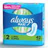 Always Maxi Pads with Wings,Size 2, Long, Super Absorbency