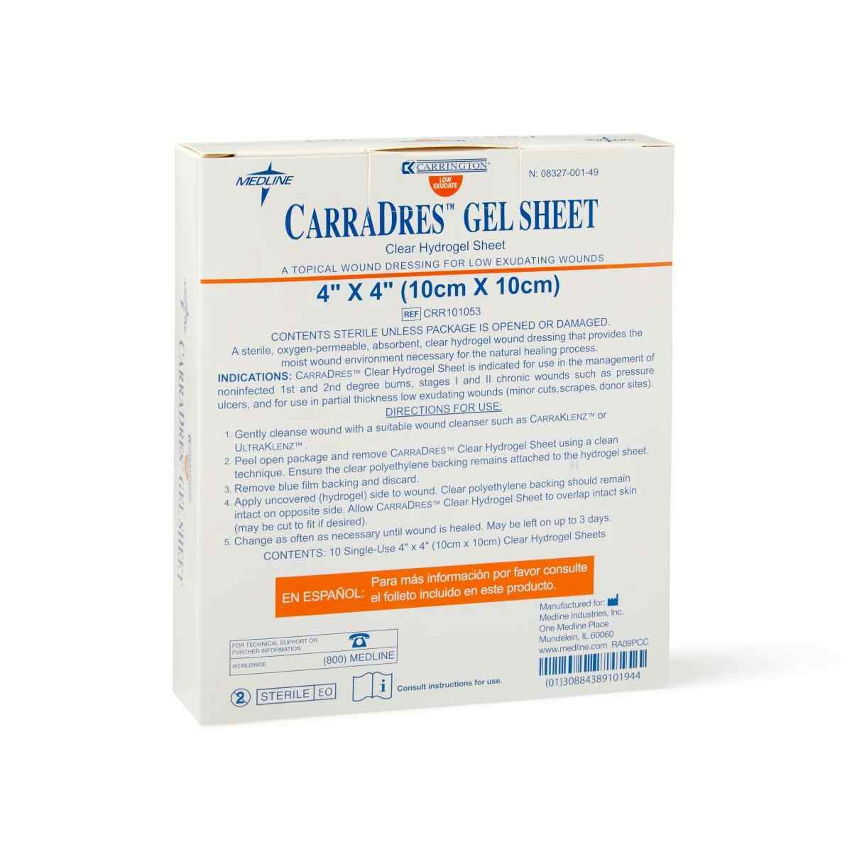 CarraDres Clear Hydrogel Sheets, 4" X 4"