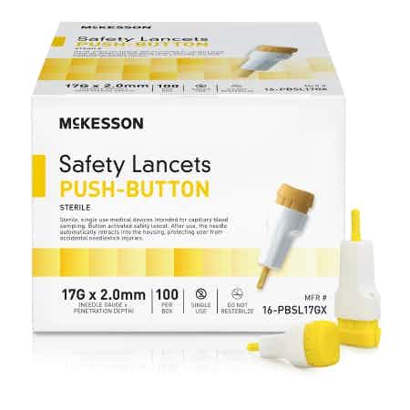 McKesson Push Button Safety Lancets, 17G Needle, 2.0 mm