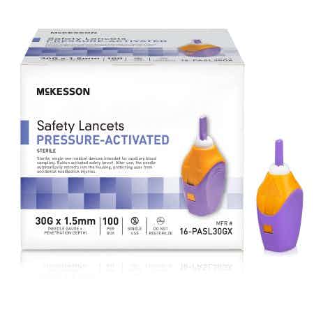 McKesson Pressure Activated Safety Lancets, 30G Needle, 1.5 mm