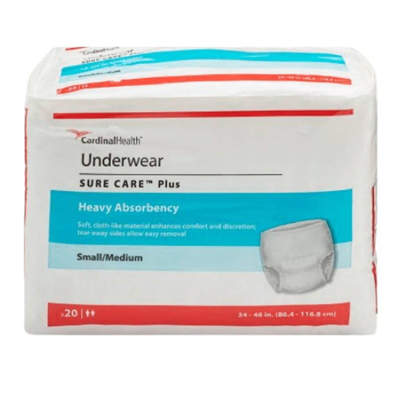 Cardinal Sure Care Protective Pull-Up Underwear, Plus, 1605, Small/Med, PK20, Front