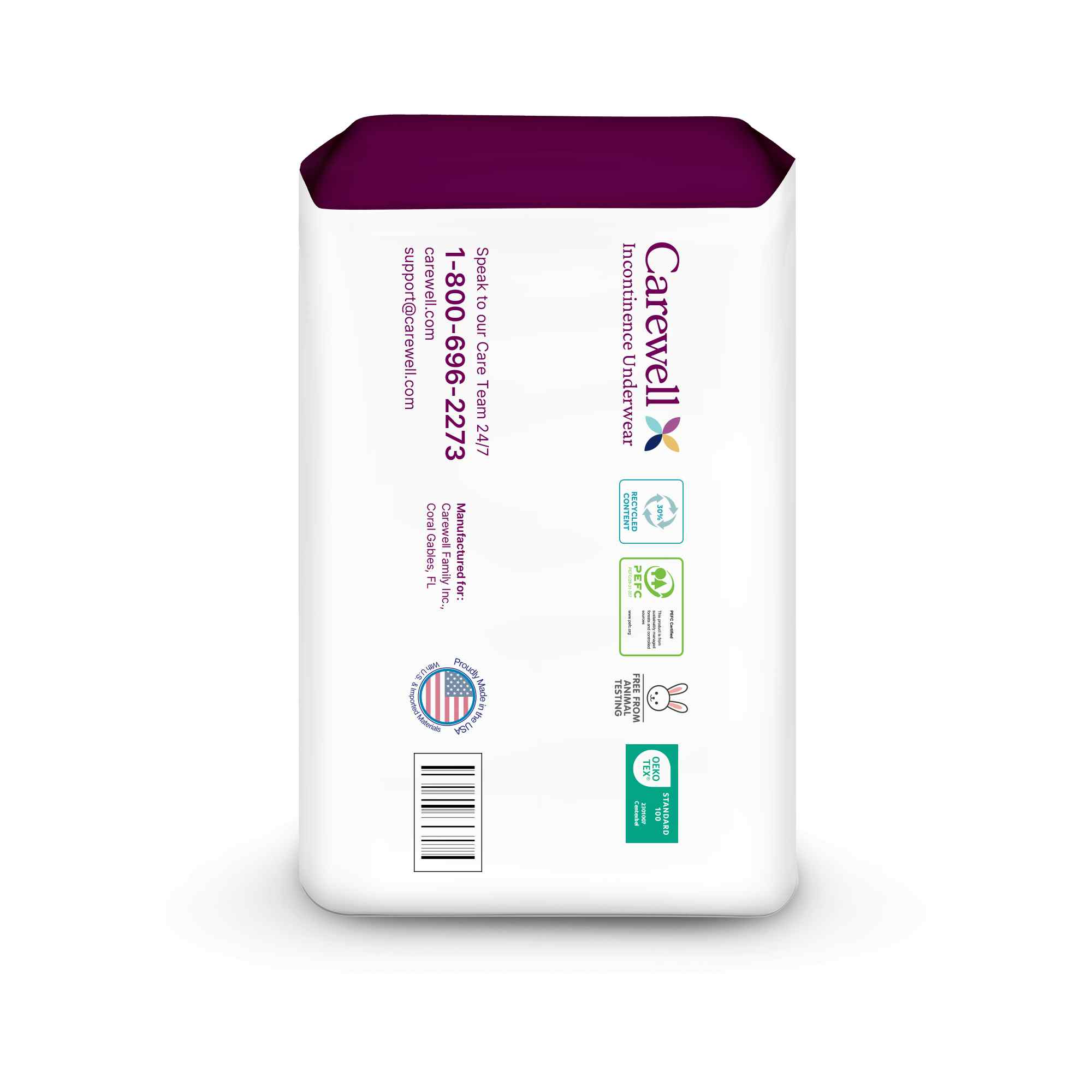 Carewell Incontinence Underwear, Heavy & Overnight Absorbency - left side