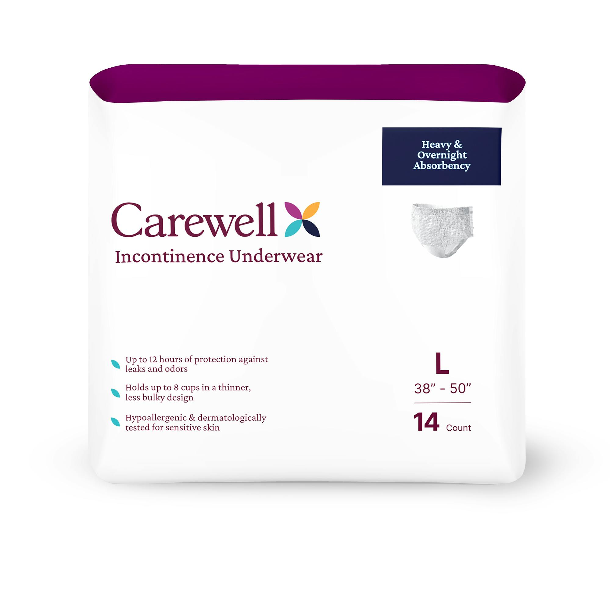 Carewell Incontinence Underwear, Heavy & Overnight Absorbency - front