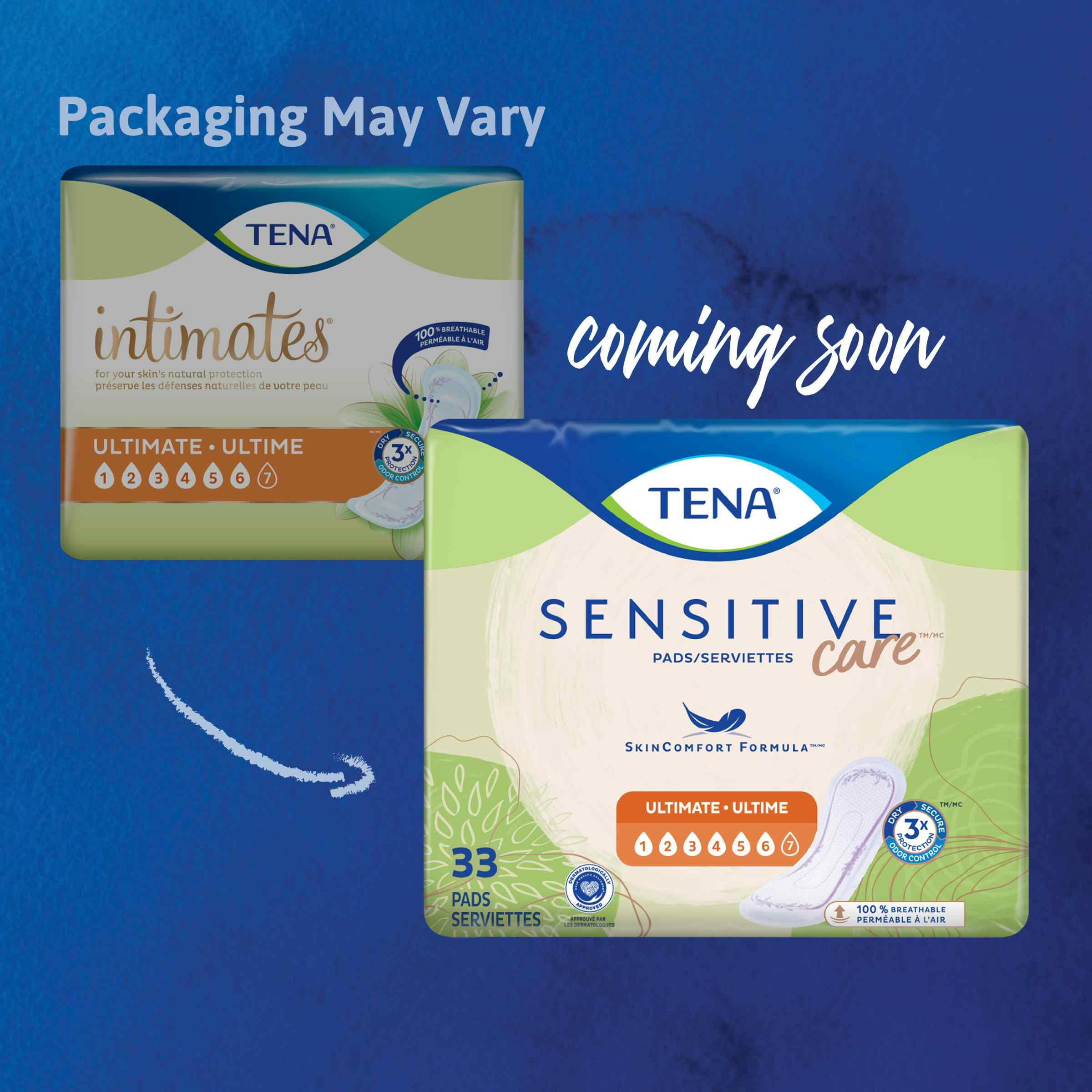 TENA Sensitive Care Ultimate Bladder Pads, Old vs New