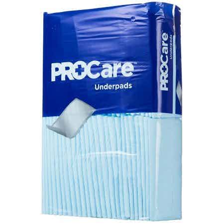ProCare Disposable Underpads, Light Absorbency,  Front with Side View