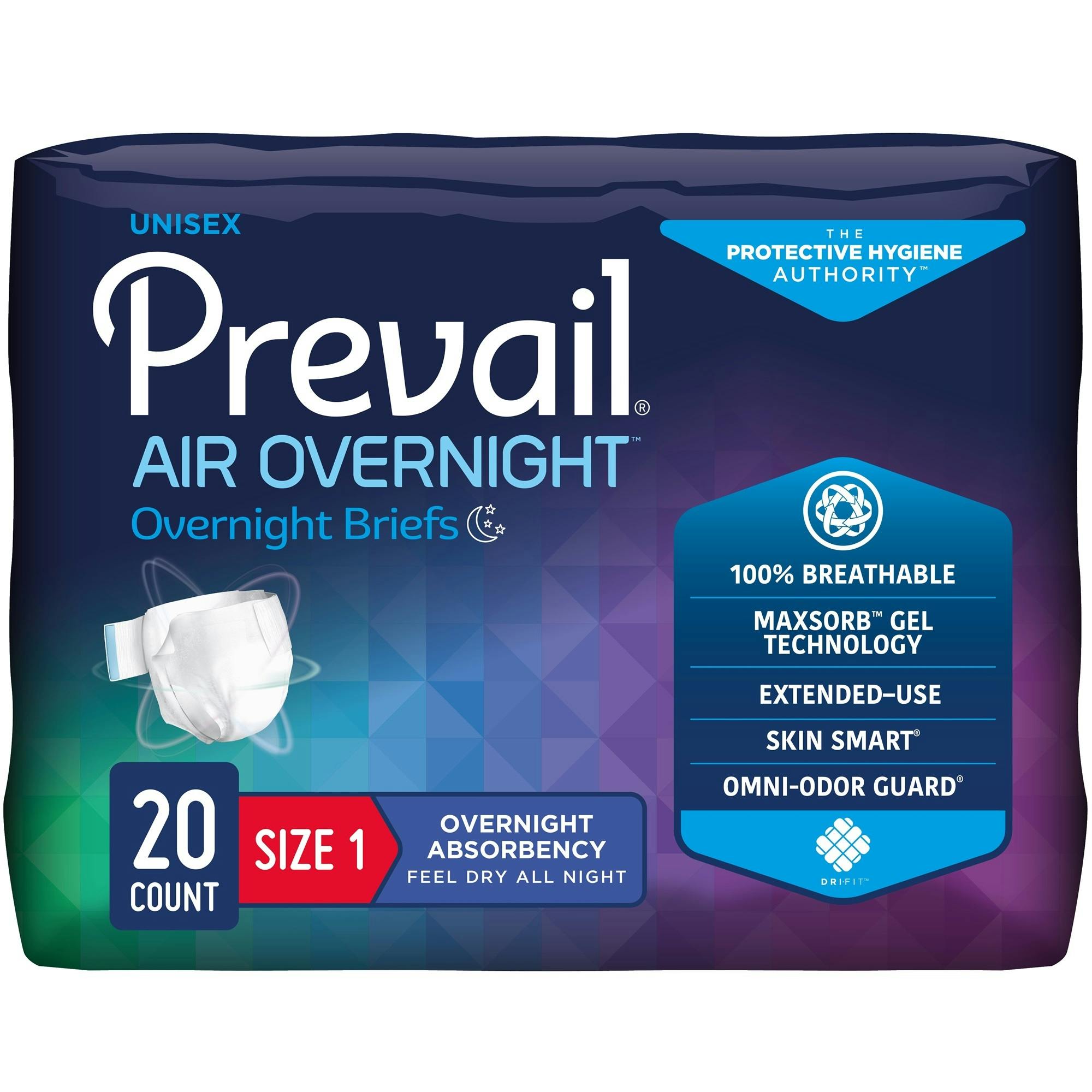 Prevail AIR Overnight Stretchable Adult Diapers with Tabs