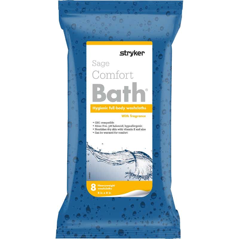 Stryker Sage Comfort Bath Premium Heavyweight Bath Wipes, 7900, PK8