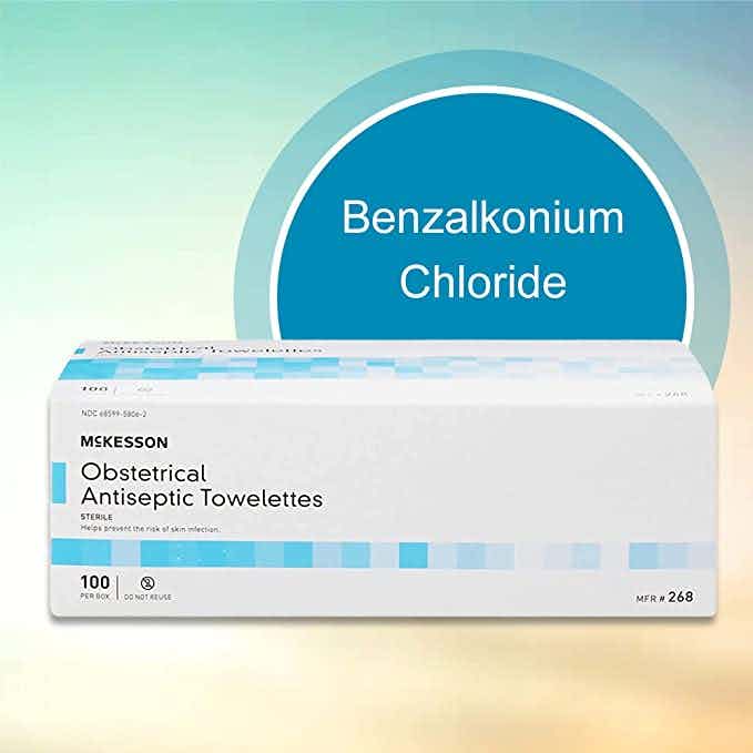 McKesson Obstetrical Antiseptic Towelettes, Benzalkonium Chloride