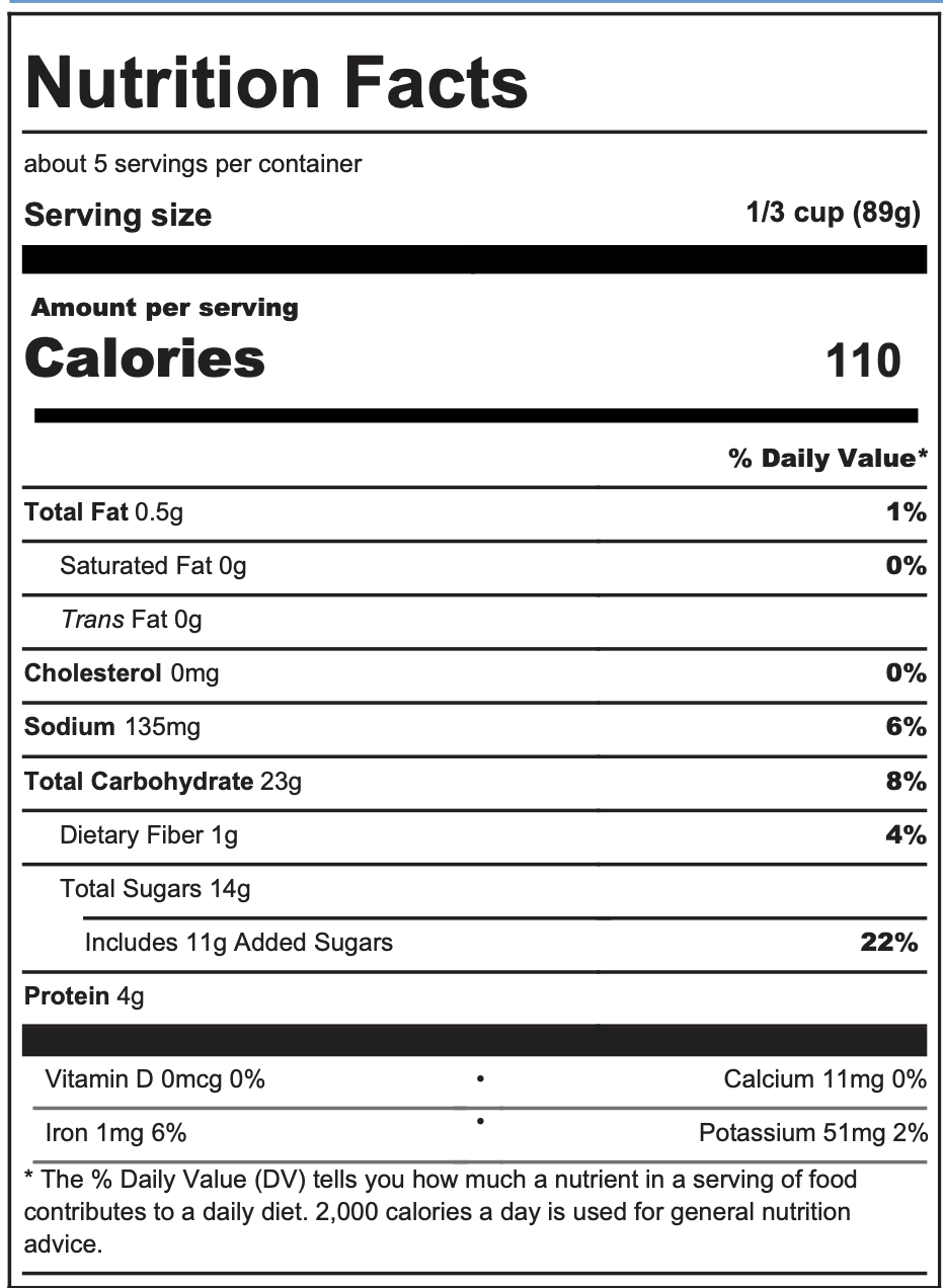 Thick-it Puree Caramel Apple Pie, H317-F8800-EA1, 1 Can, Nutritional Label
