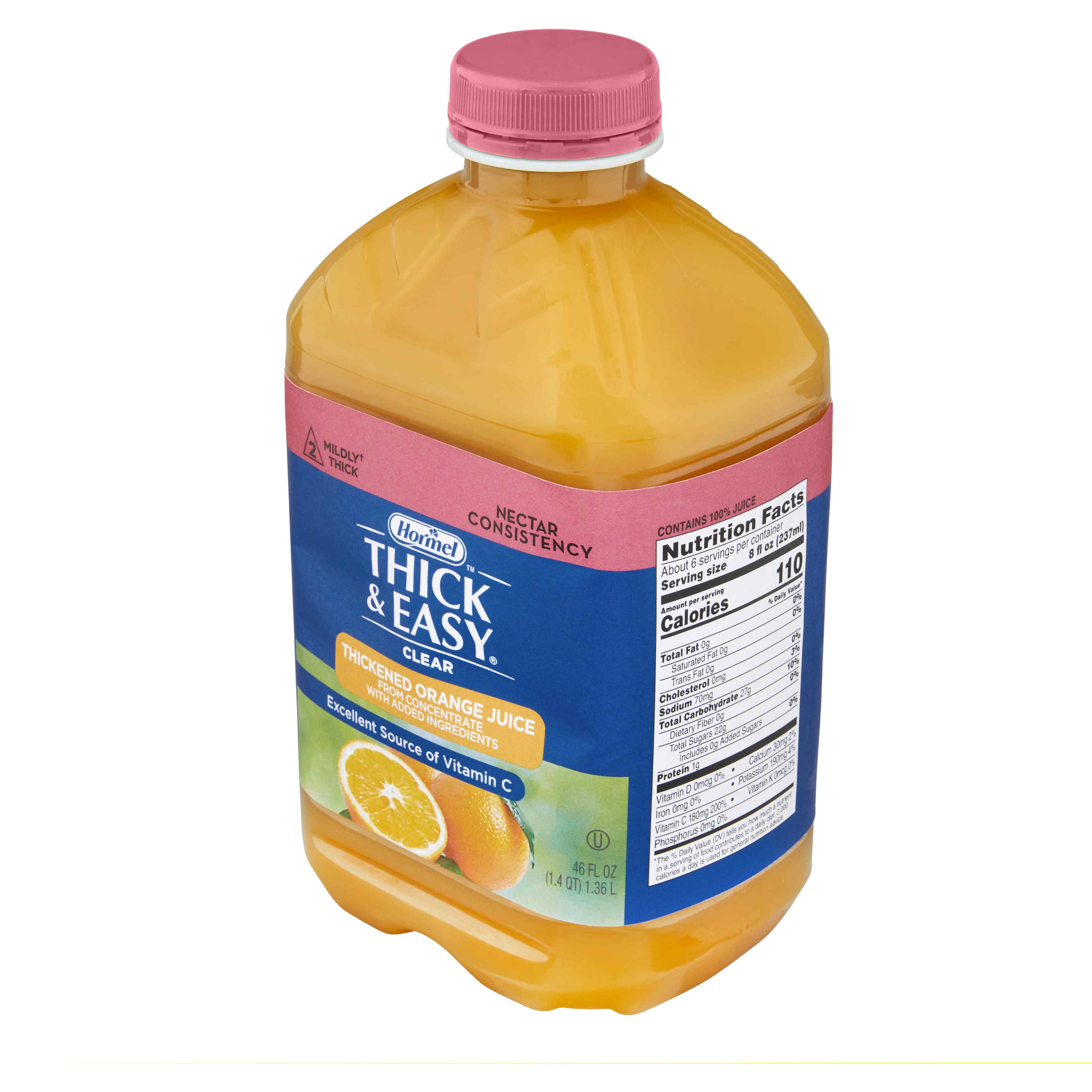 Thick & Easy Ready to Use Thickened Beverage, Orange Juice Flavor, 46 oz., Bottle