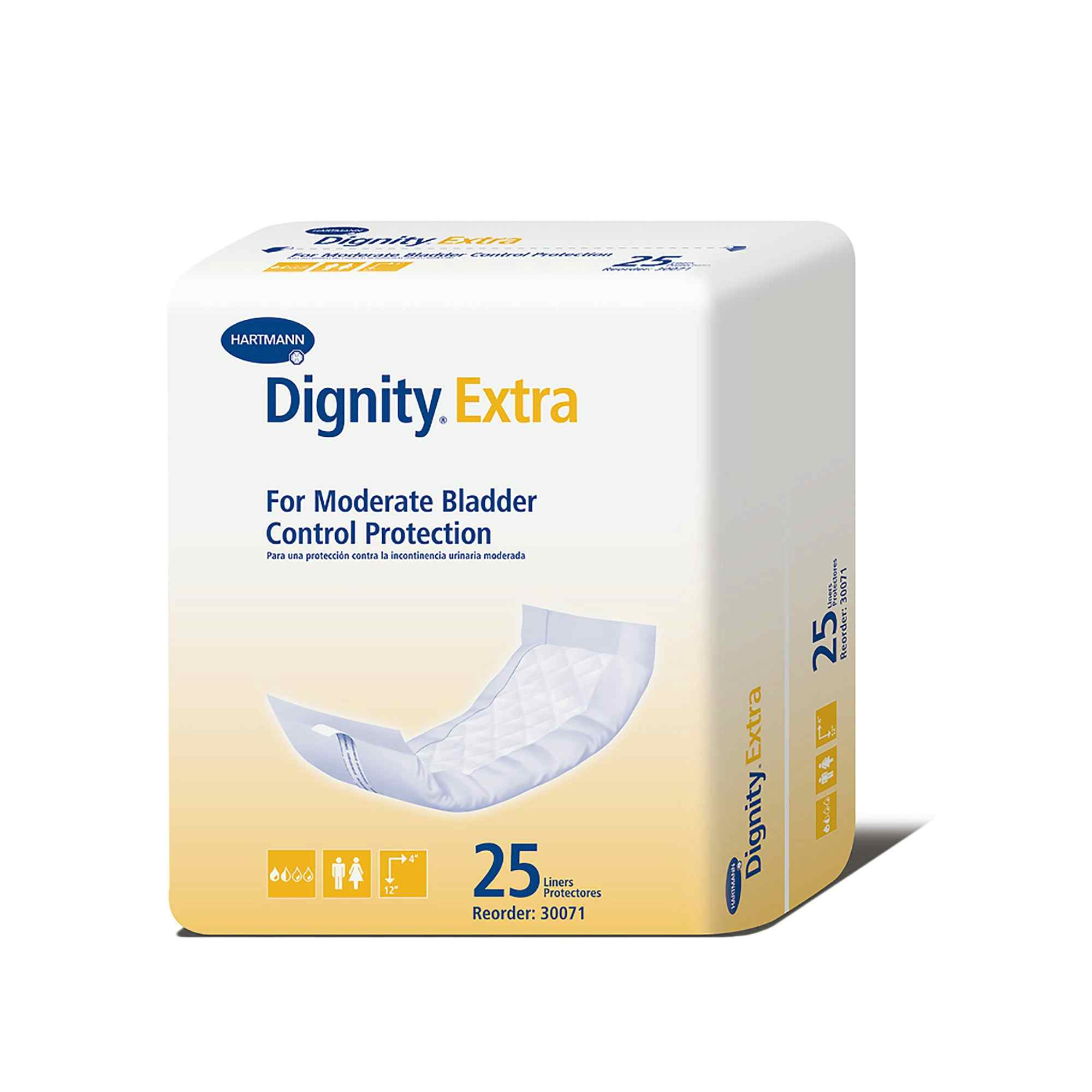 Dignity Extra Adult Unisex Disposable Incontinence Liner, Moderate Absorbency , 30071, Bag of 25