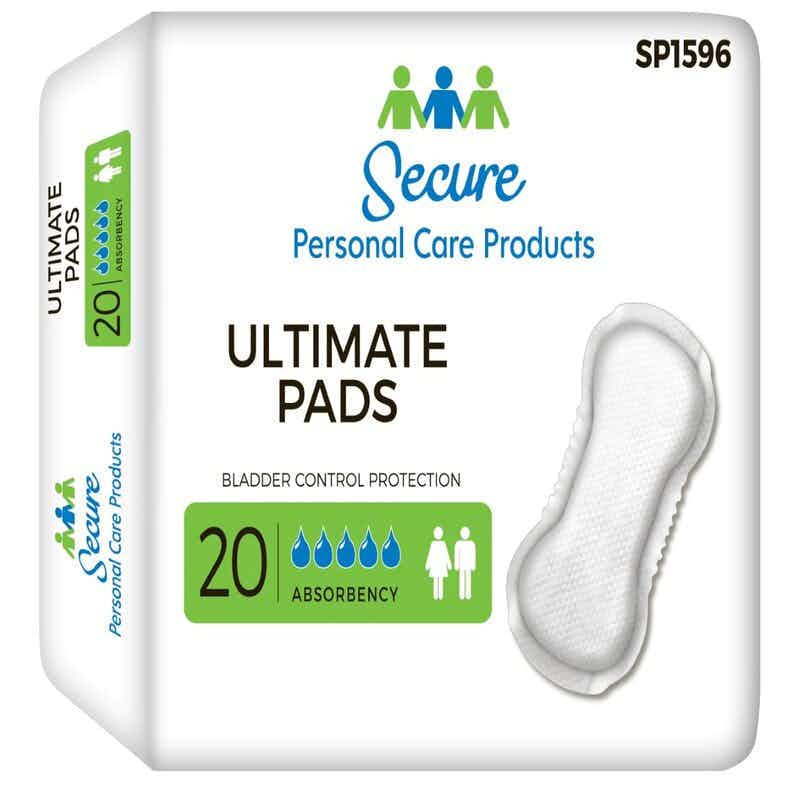 Secure Personal Care Products Ultimate Pads, Heavy Absorbency, SP1596, 16.5" Case of 180 (9 Bags)