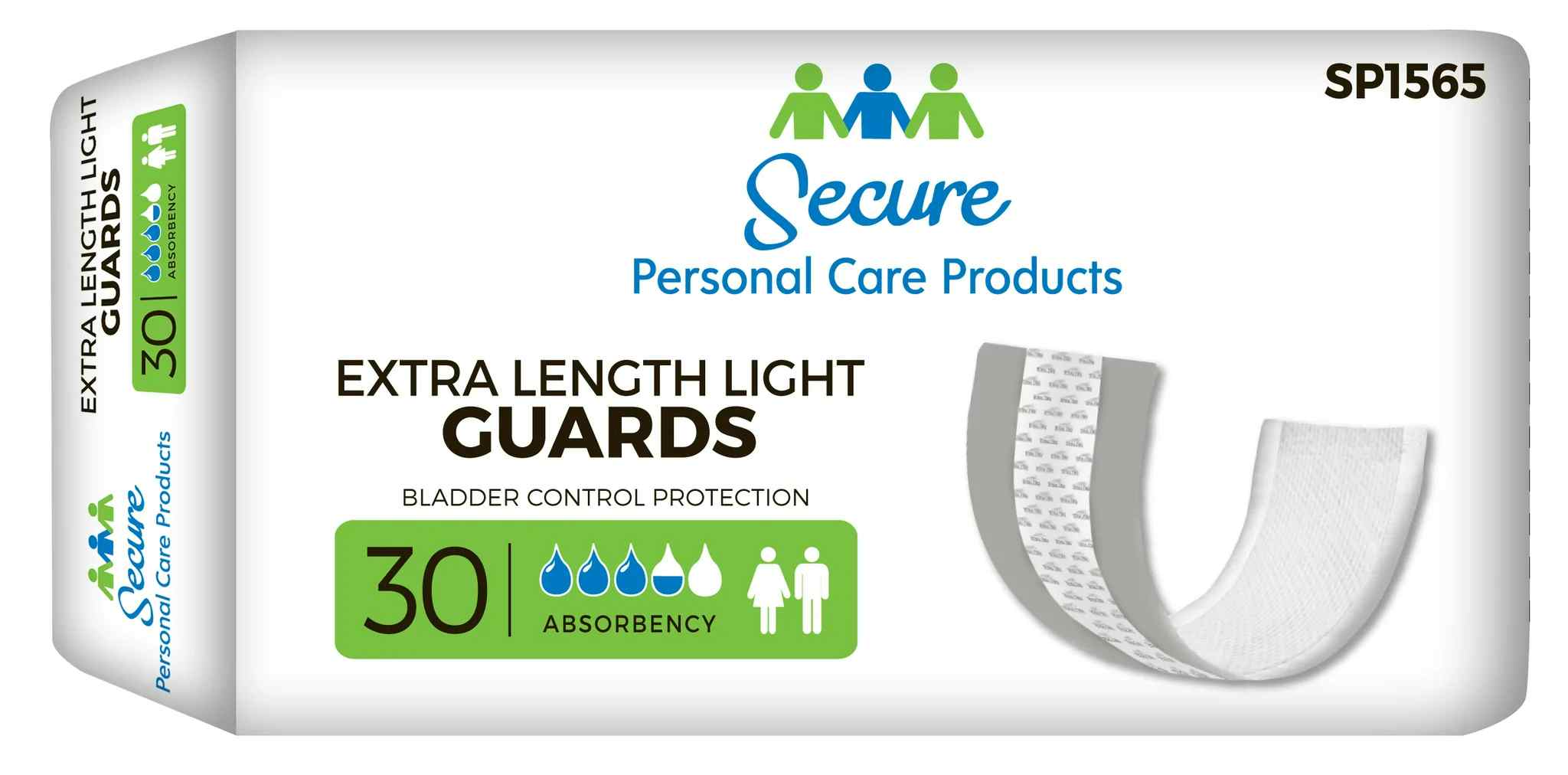 Secure Personal Care Products Extra Length Guards Bladder Control Pads, SP1565, 11" - Bag of 30