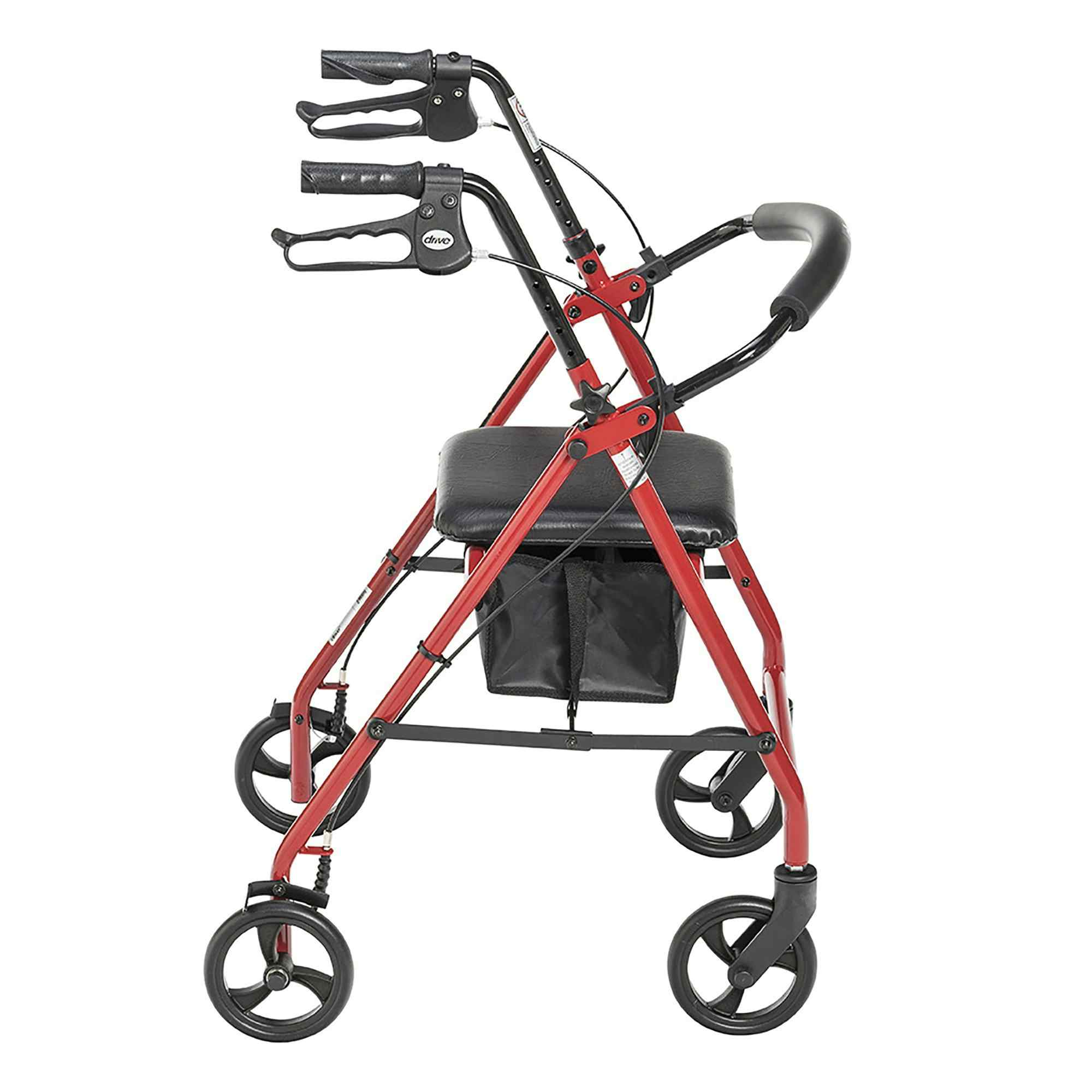 drive Adjustable Height Rollator, 6" Casters, R800RD, Red - 1 Each
