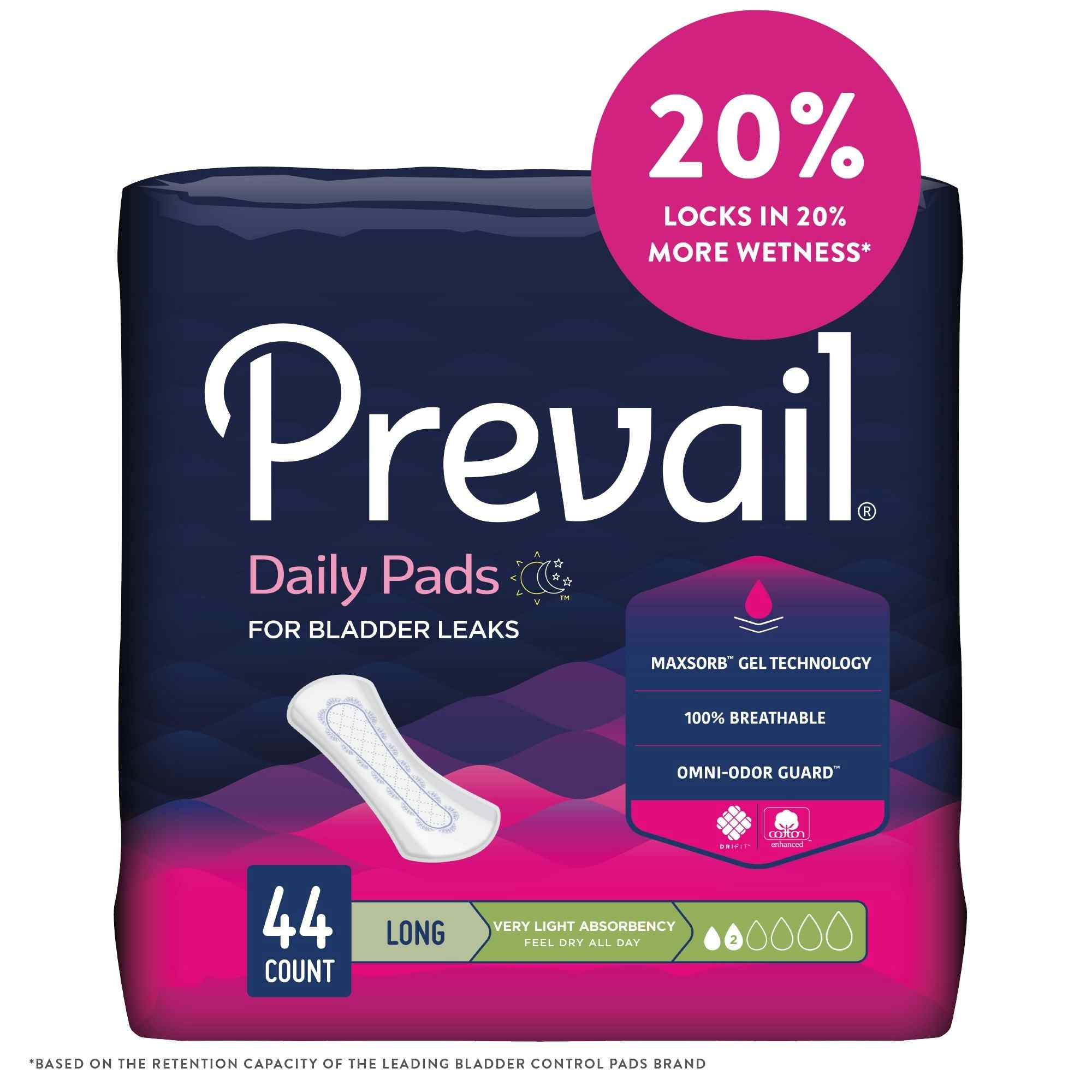 Prevail Daily Pads for Bladder Leaks, Light Absorbency