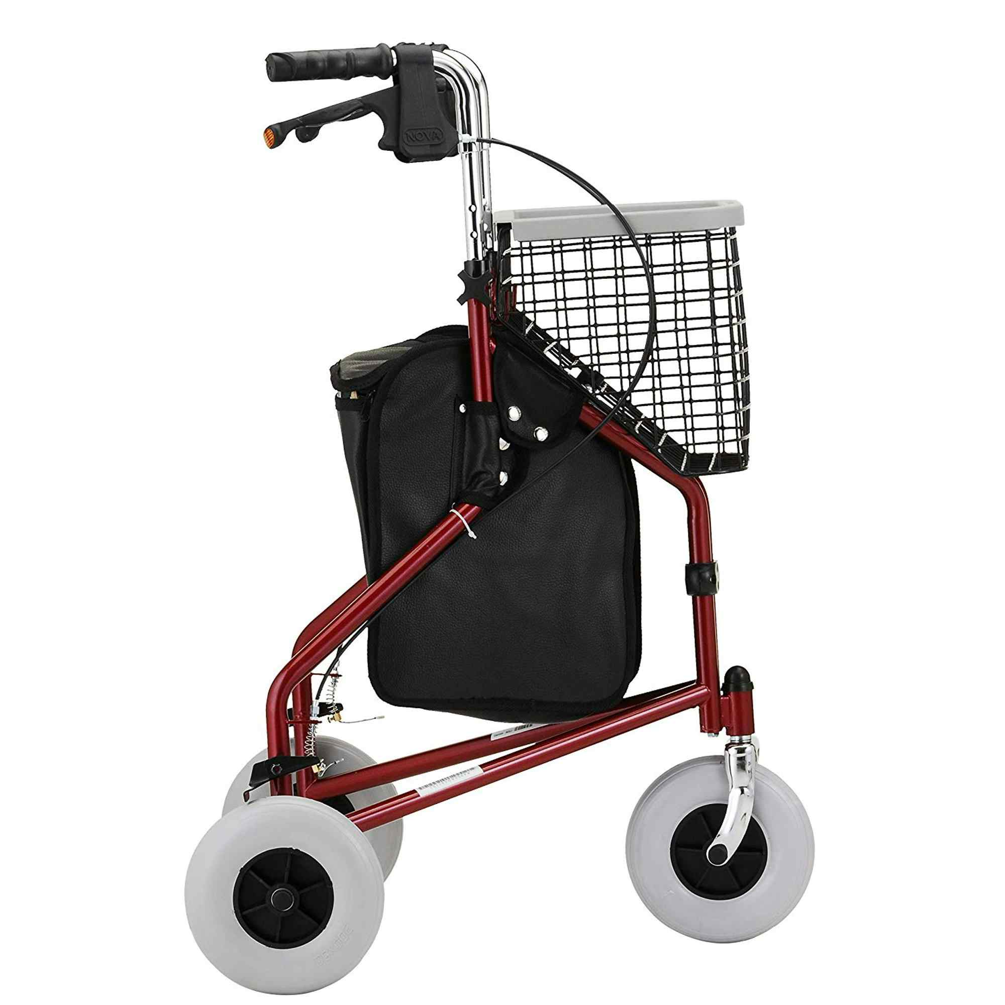 Traveler Adjustable Height 7 Wheel Rollator, 8" Casters, 4900RD, Red - 1 Each