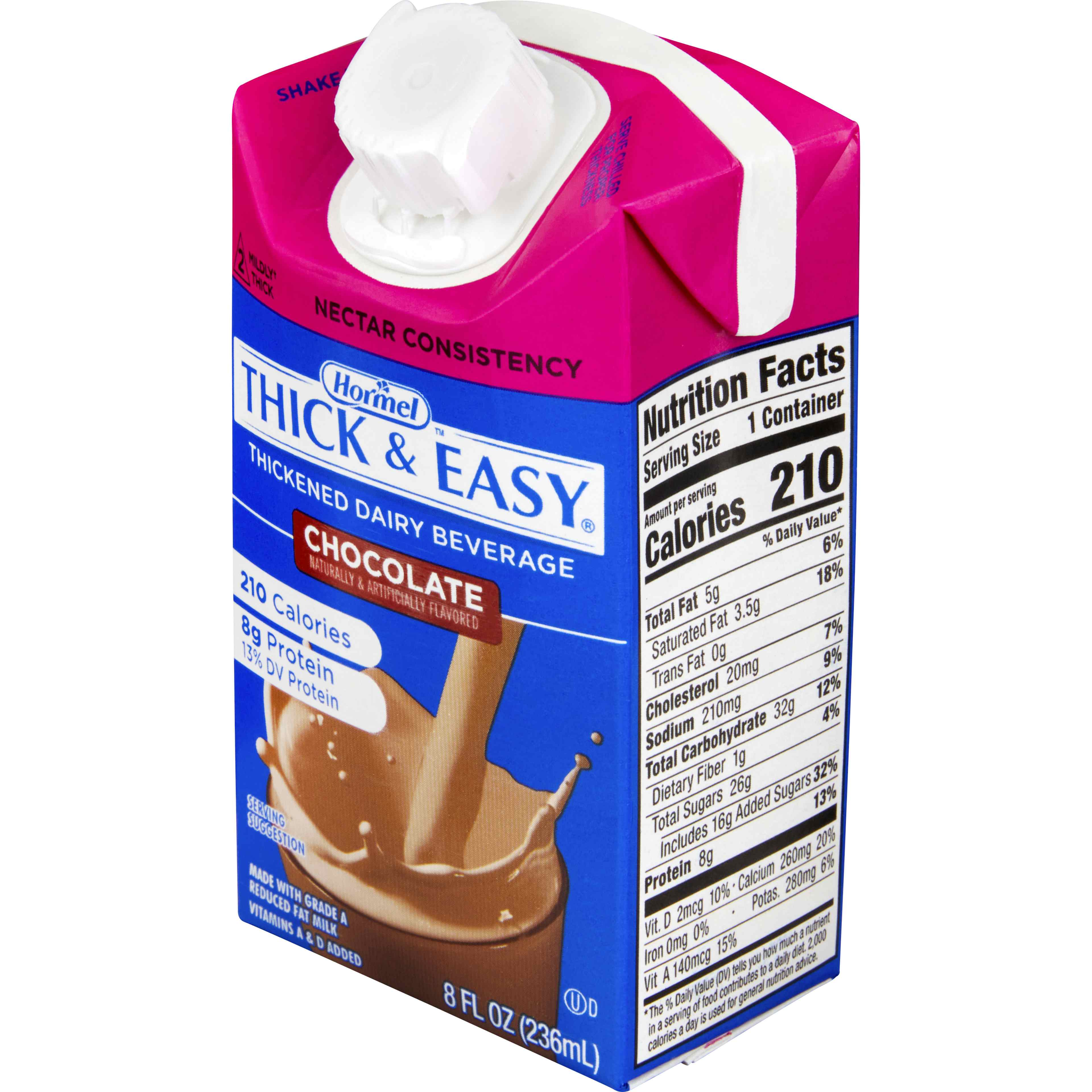 Hormel Thick & Easy Thickened Dairy Beverage, Chocolate, Nectar Consistency, 8 oz.