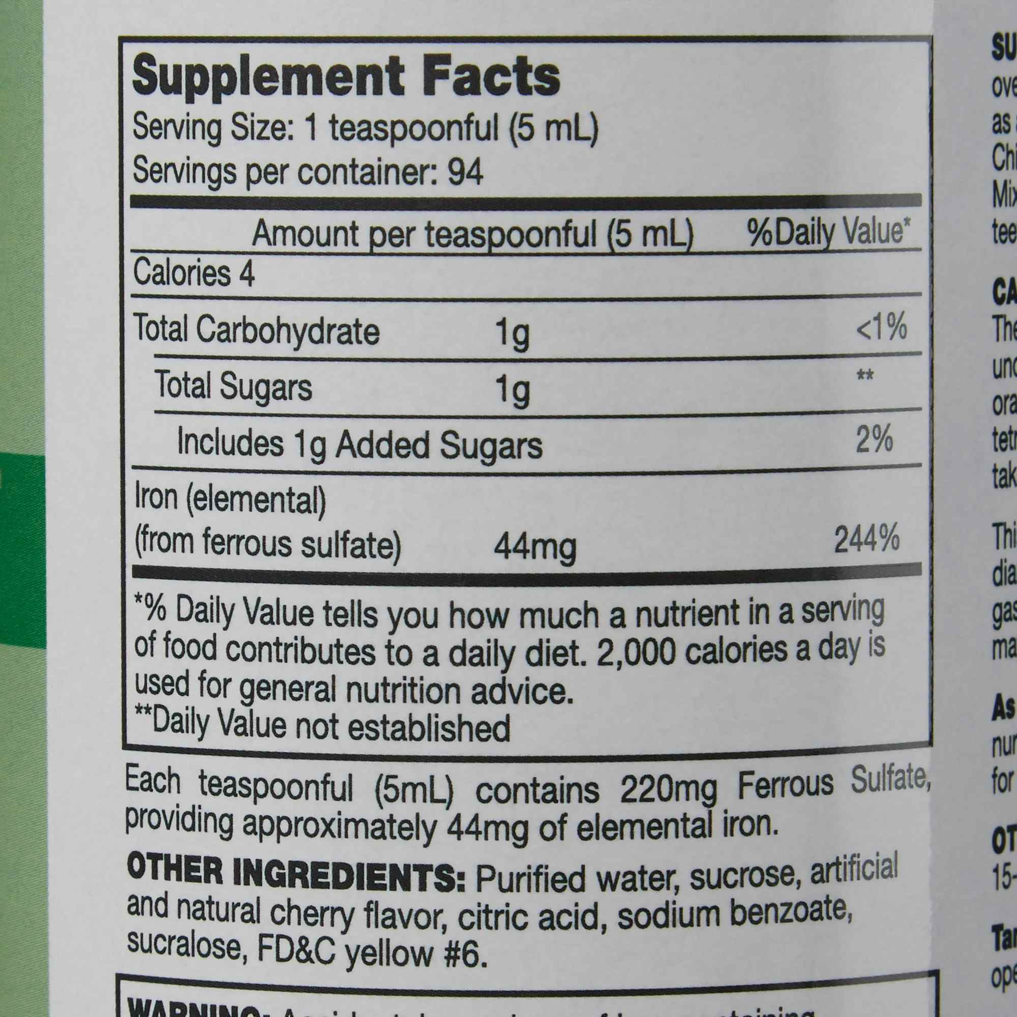 Geri-Care Iron Supplement Liquid, 220 mg/5 mL, 16 oz., Q701-16-GCP, 1 Bottle