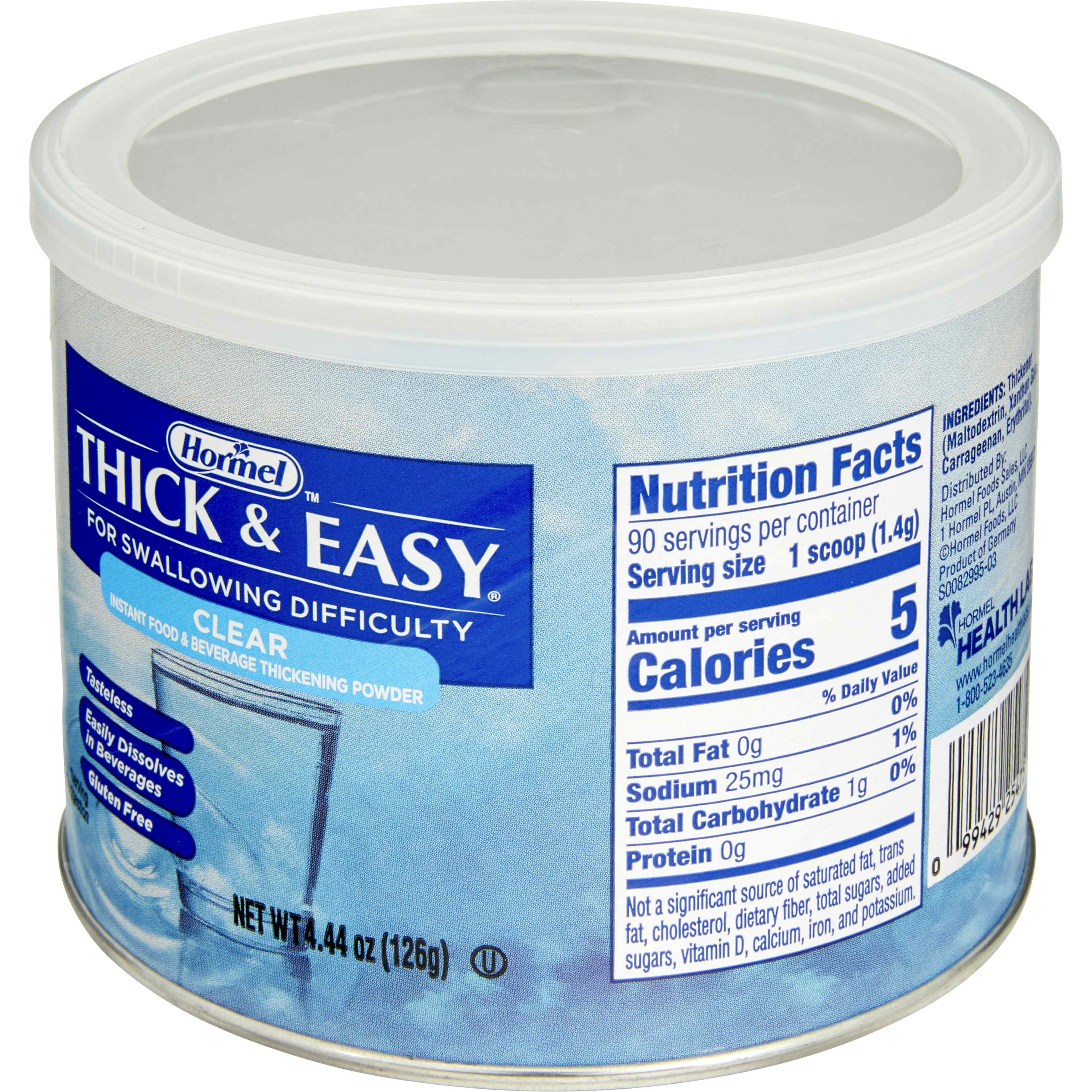 Thick & Easy Clear Food and Beverage Thickener, 4.4 oz. Canister