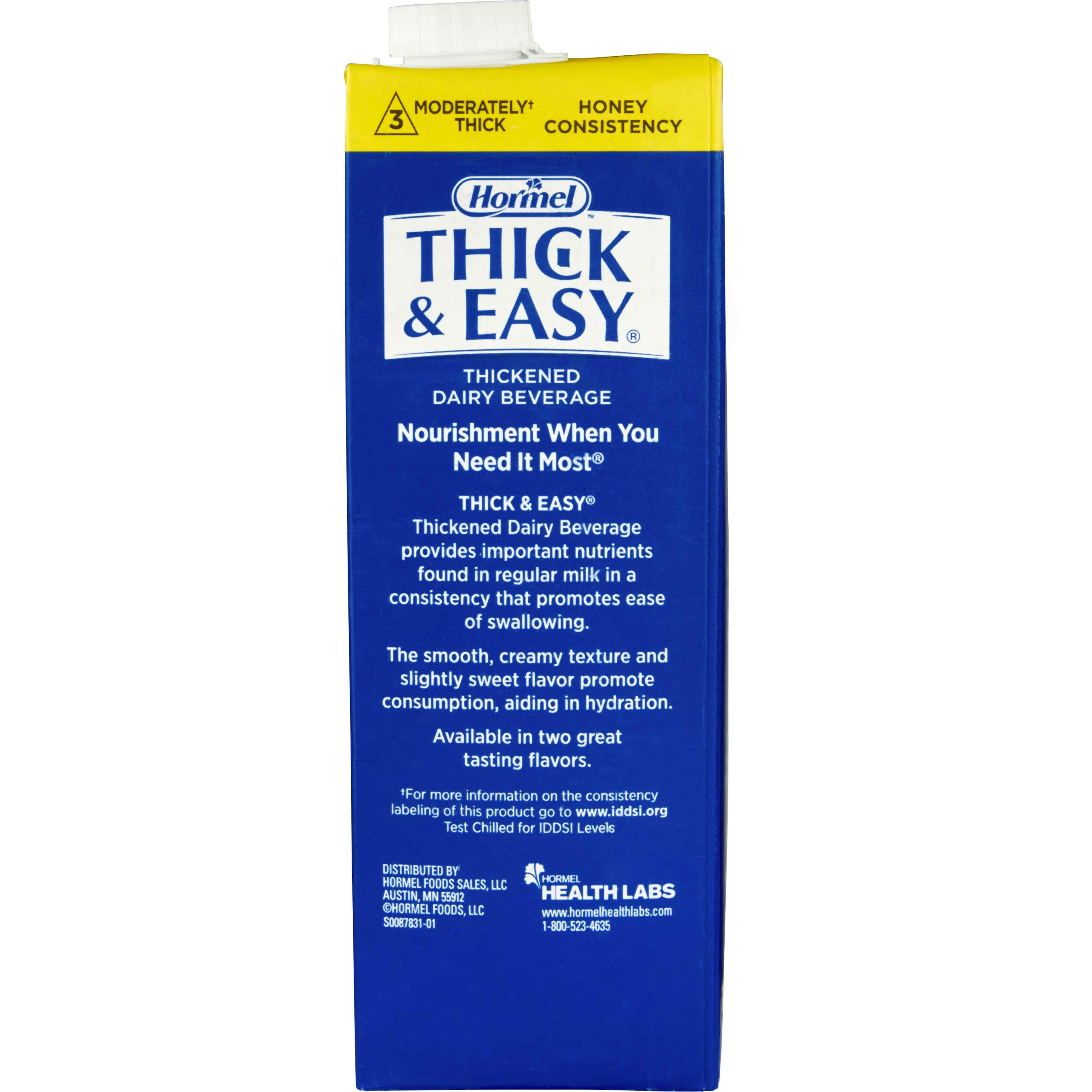 Thick & Easy Dairy Honey Consistency Milk Thickened Beverage, 32 oz. Carton