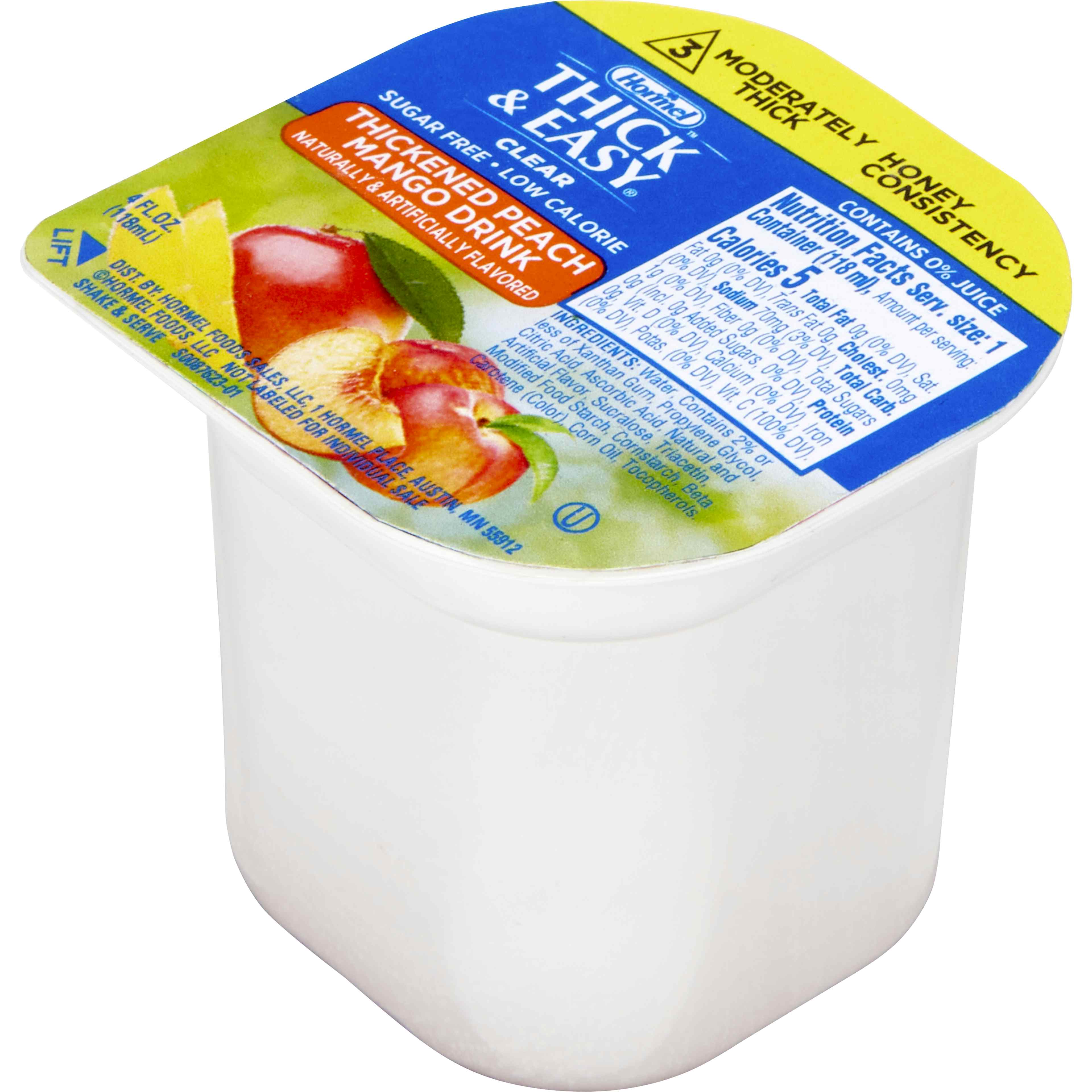 Thick & Easy Clear Honey Consistency Sugar-Free Peach Mango Thickened Beverage, 4 oz. Cup