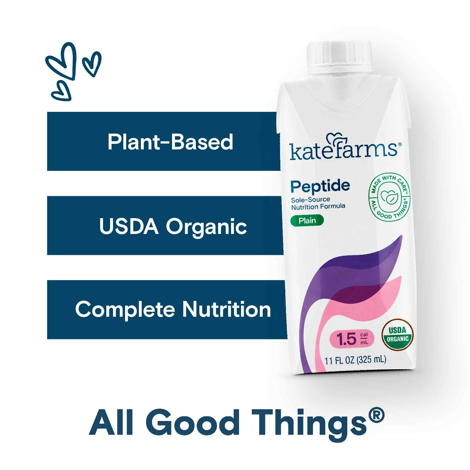 Kate Farms Peptide 1.5 Sole-Source Nutrition Formula, Plain, 11 oz.
