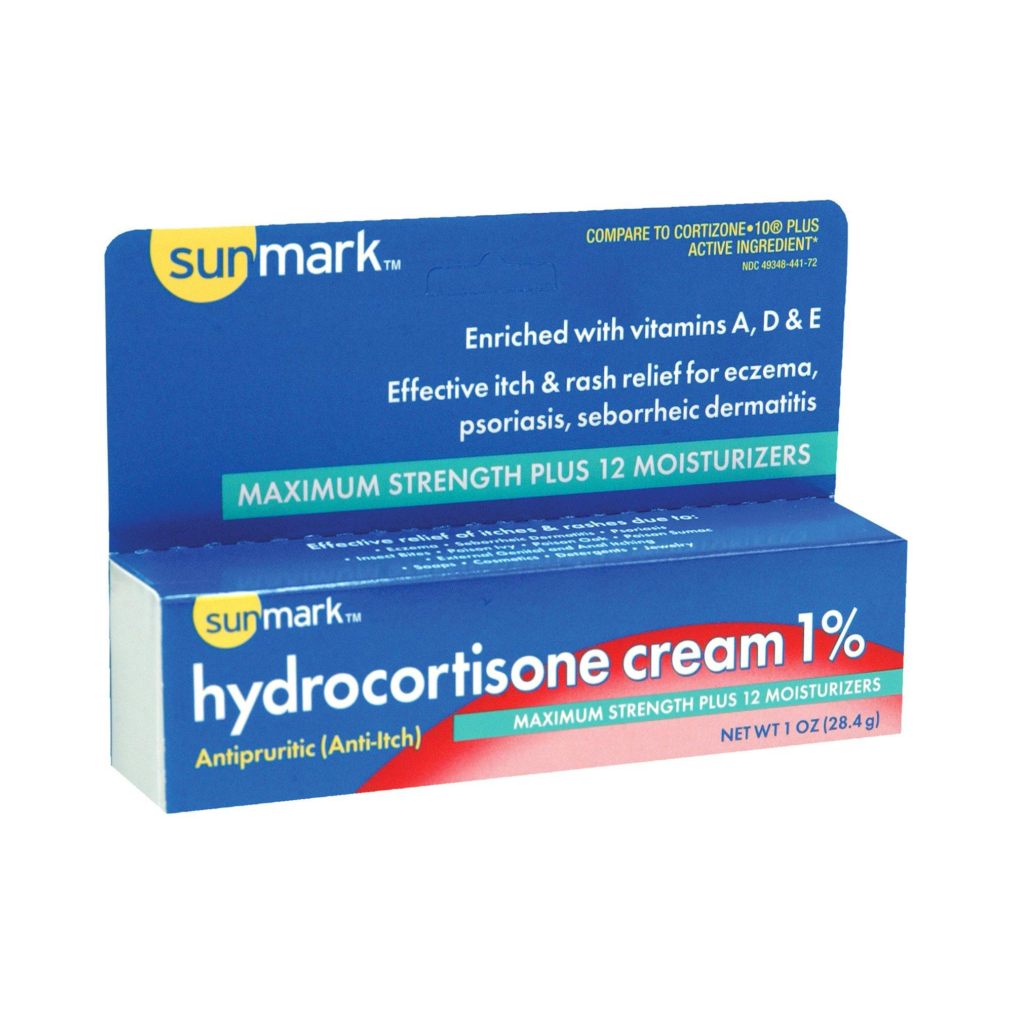 sunmark Hydrocortisone Cream, 1% Maximum Strength, 49348044172, 1 Each