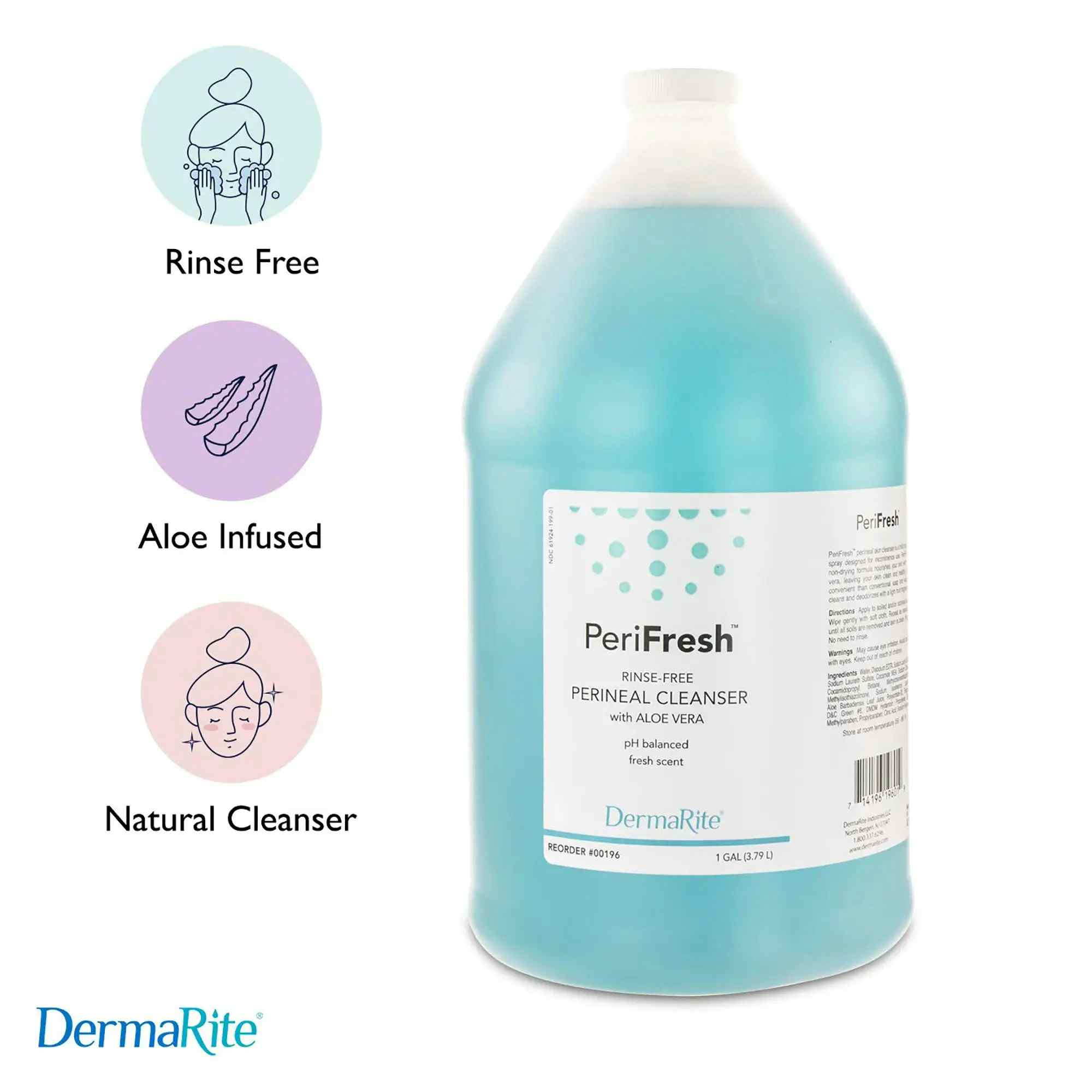 DermaRite PeriFresh Rinse-Free Perineal Cleanser with Aloe Vera, Fresh scent