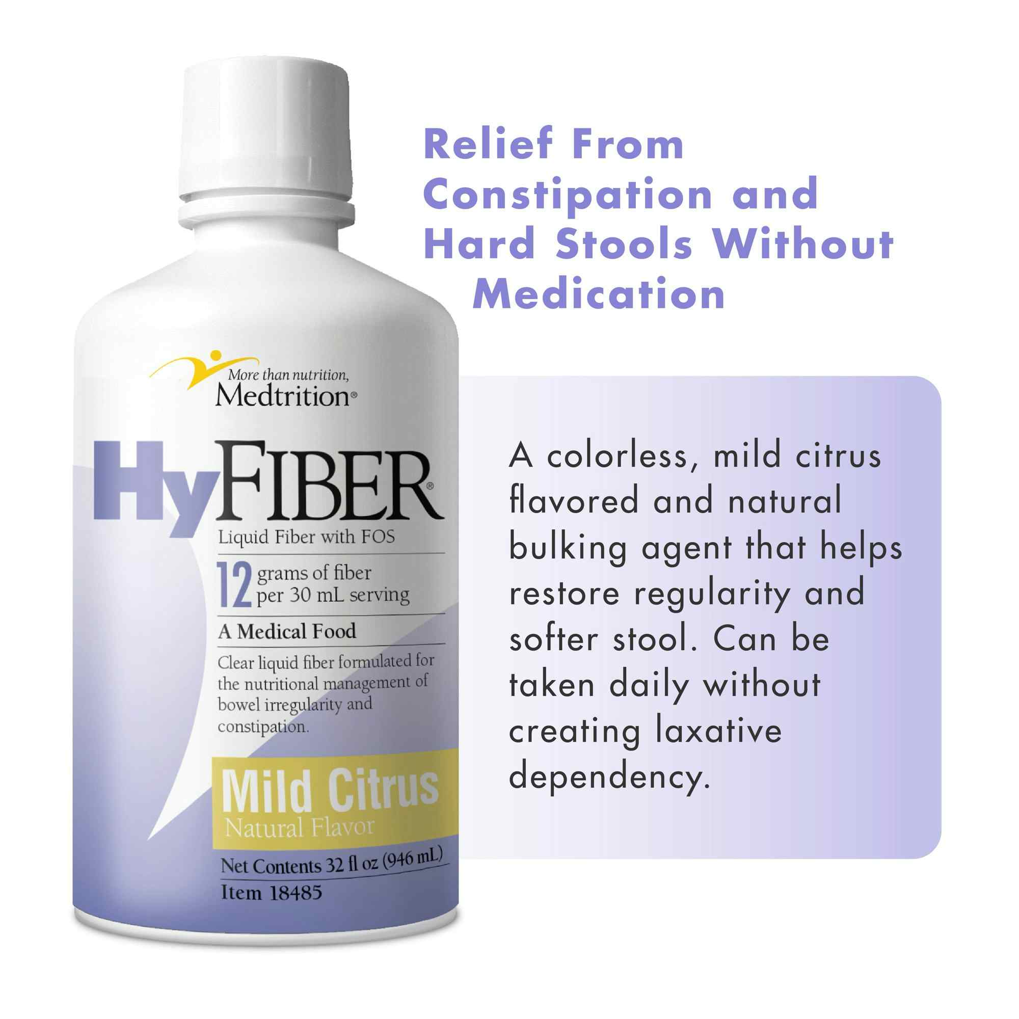 Medtrition HyFiber Liquid Fiber with FOS, Mild Citrus, 32 oz., 18485, Case of 4