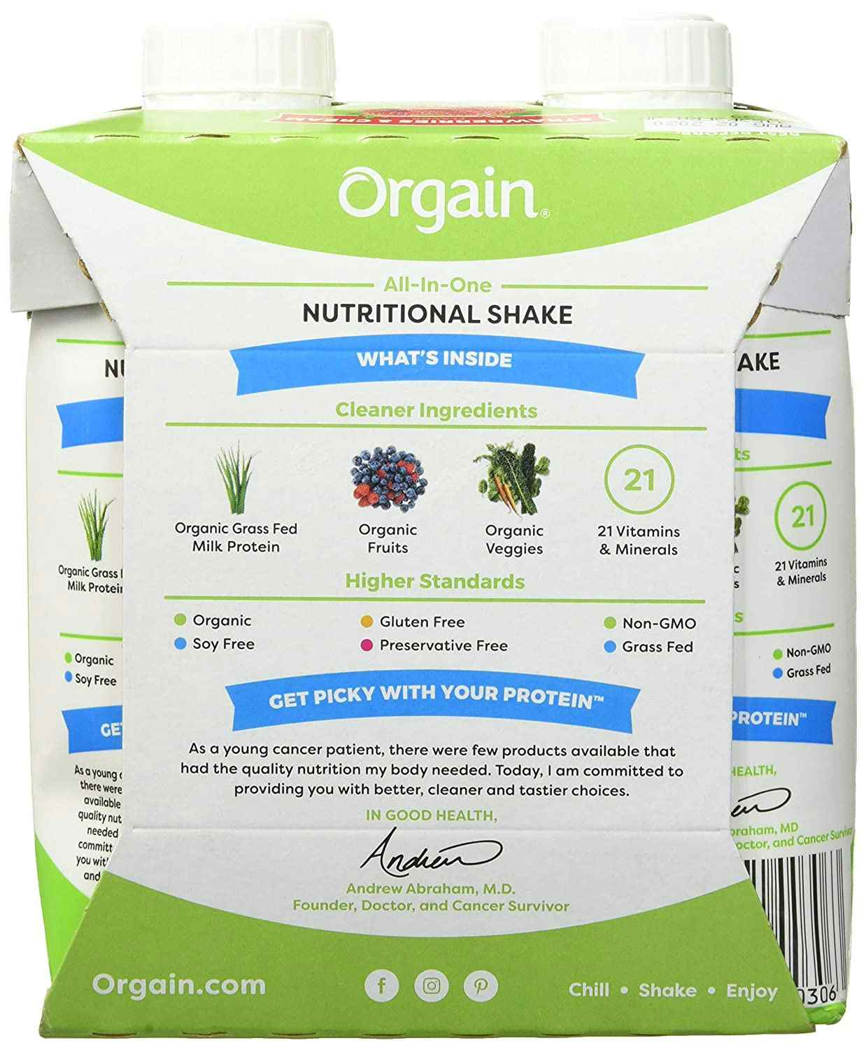 Orgain Organic Nutrition Nutritional Shake, Strawberries & Cream, 11 oz., 851770003087, Case of 12