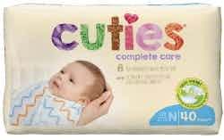 Cuties Complete Care Diapers with Tabs, Heavy Absorbency, CCC00, Size N (0-10 lbs) - Case of 160 (4 Bags)