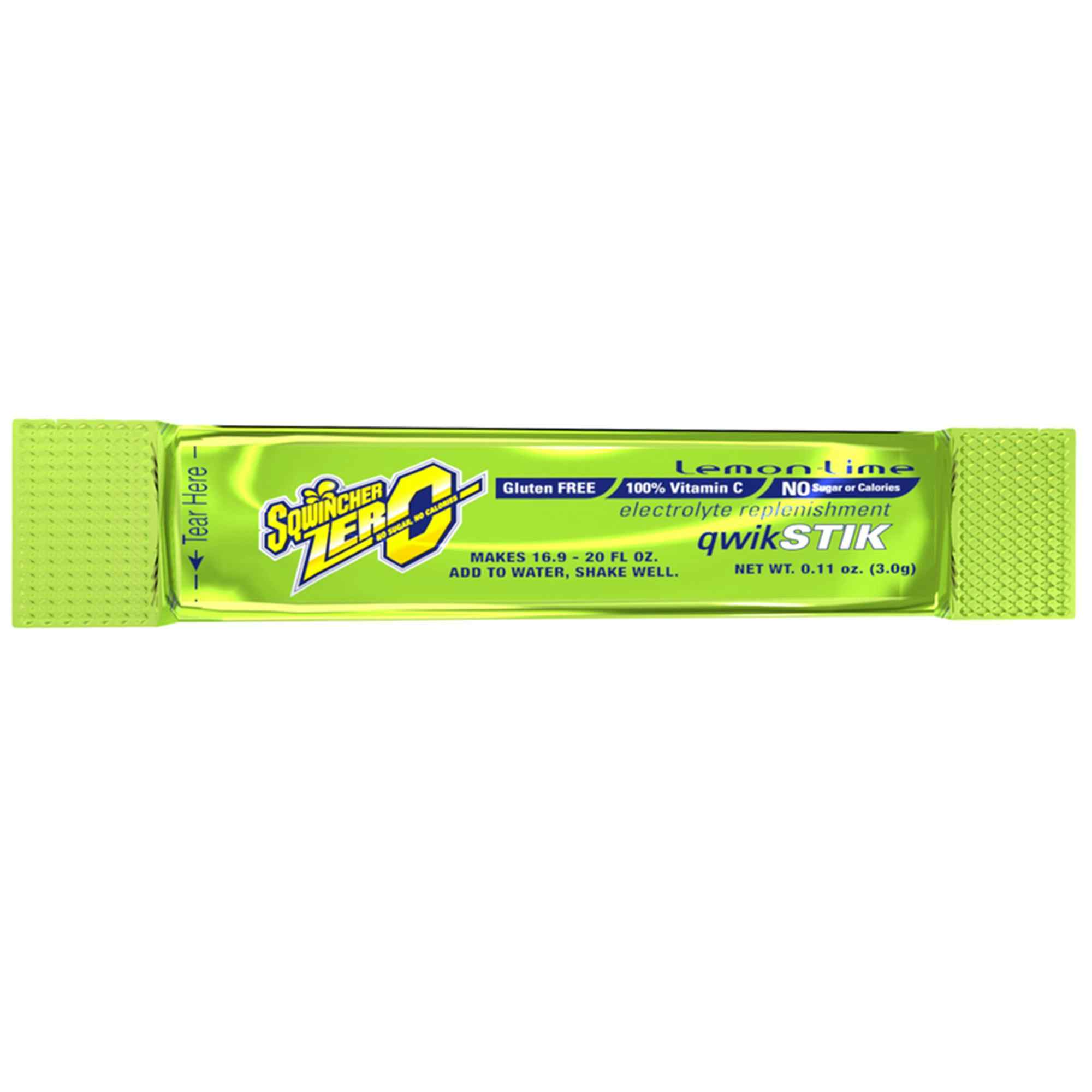 Sqwincher Zero Quik Stik Electrolyte Replenishment Drink Mix, Lemon-Lime, 11 oz., X431-M2600, Bag of 50