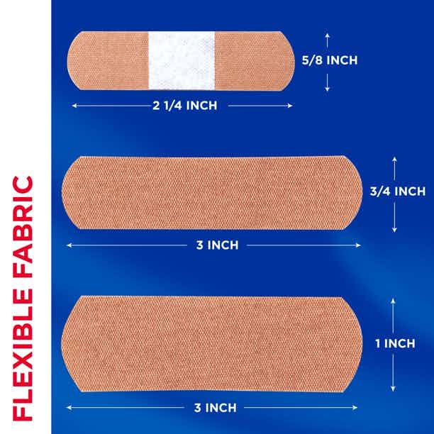 Band-Aid Adhesive Bandage, Flexible Fabric, Assorted,115078, Box of 100