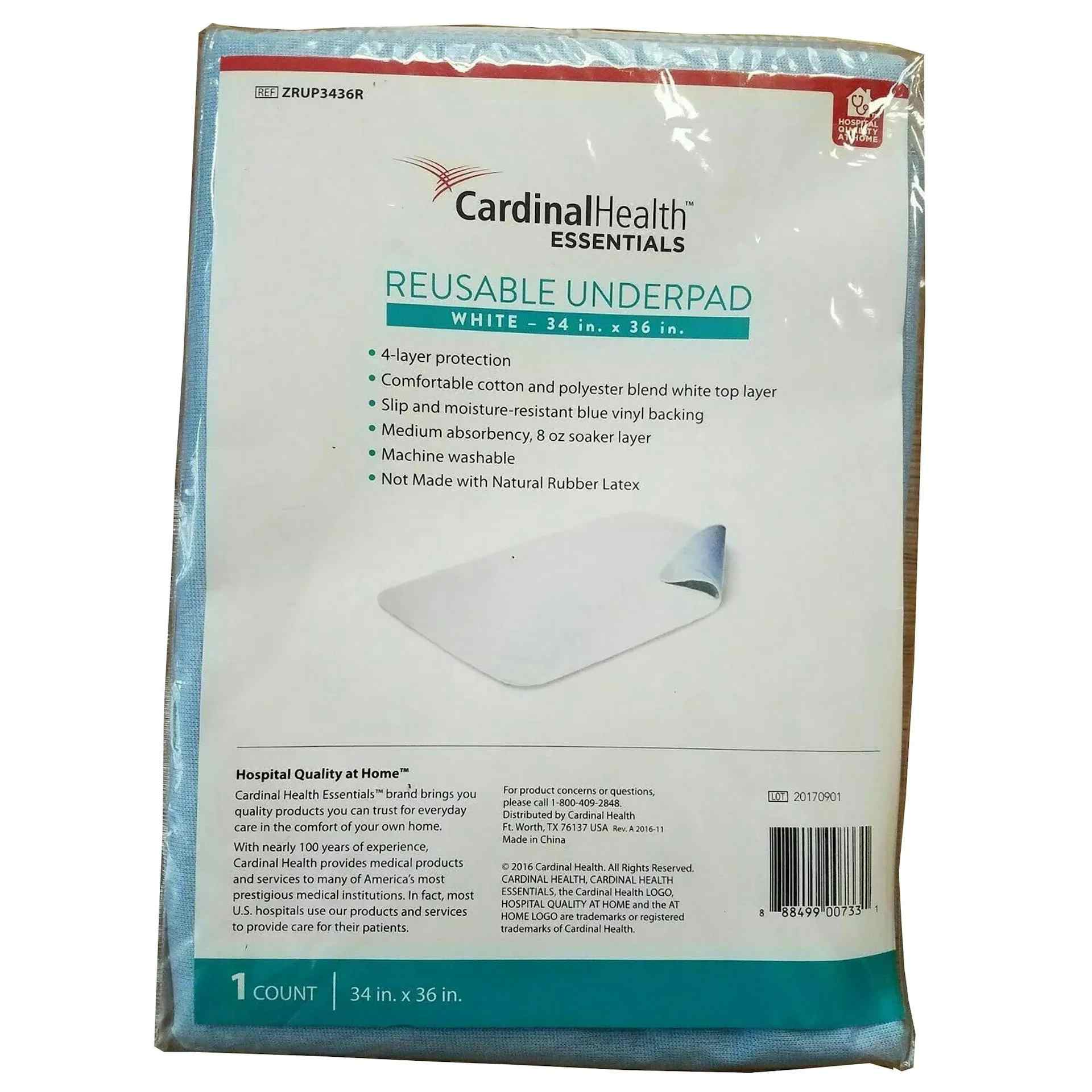 Cardinal Health Essentials Reusable Underpad, Moderate Absorbency, UP3436R