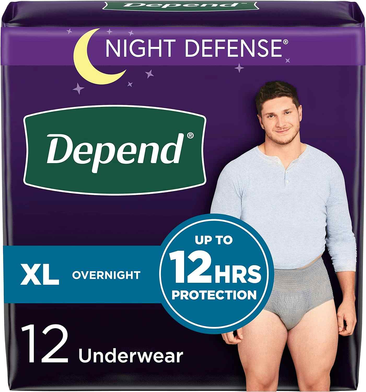 Depend Night Defense Pull-Up Underwear for Men, Overnight Absorbency