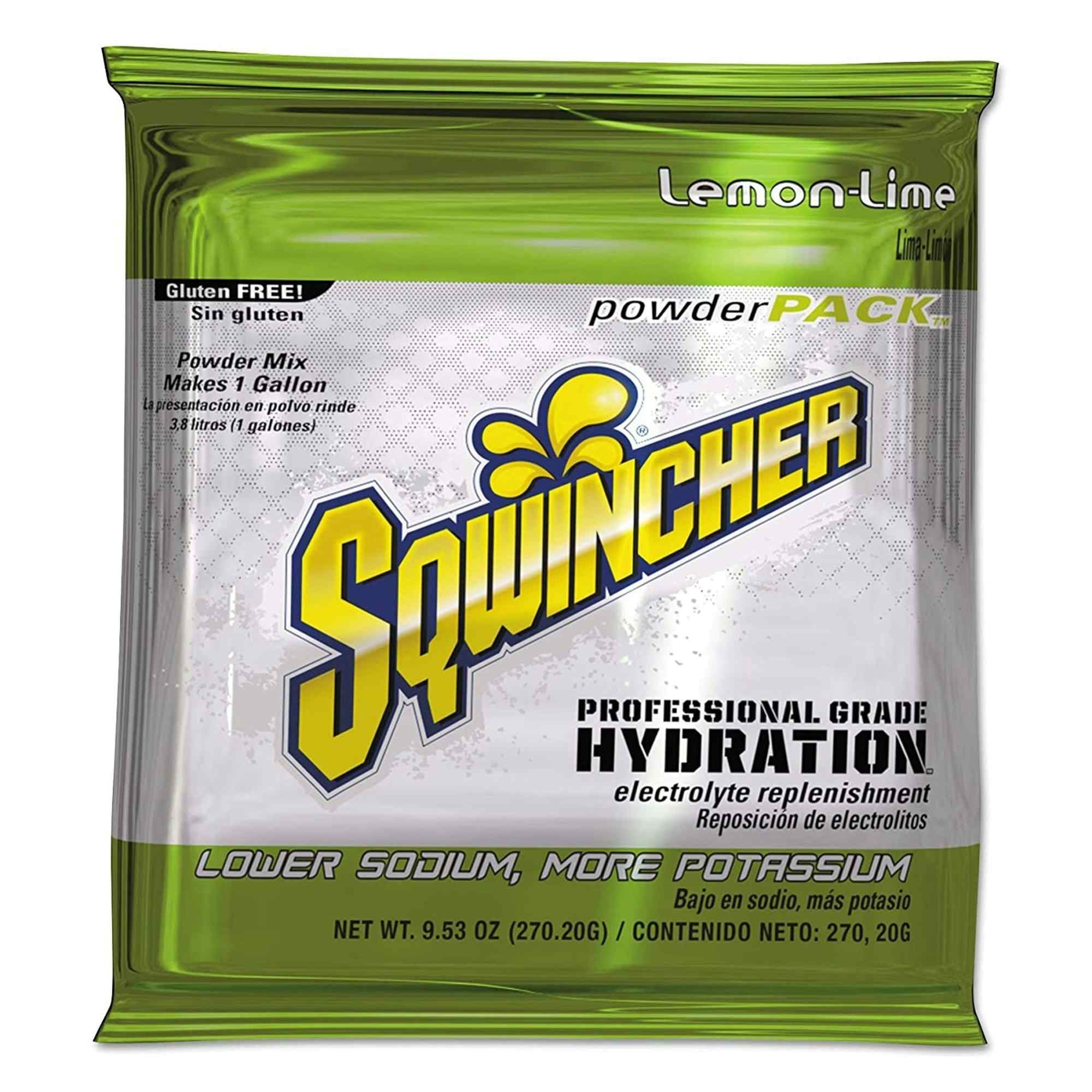 Sqwincher Powder Pack Electrolyte Replenishment Drink Mix, Lemon-Lime Flavor Packets, X383-MC600, 9.53 oz. - Case of 80