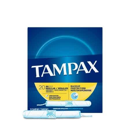 Tampax Regular Absorbency Tampons, Cardboard Applicator, 07301028010, Box of 20