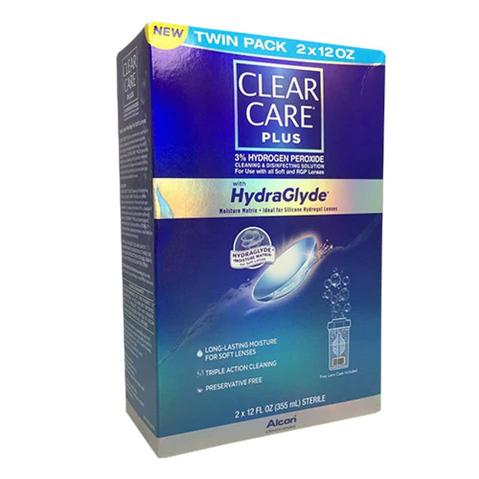 Clear Care Plus Cleaning and Disinfecting Solution With HydraGlyde, 0065036340, 12 oz - Pack of 2