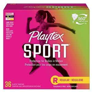 Playtex Sport Tampons, Unscented, Regular Absorbency, 02685, Case of 432 (12 Boxes)