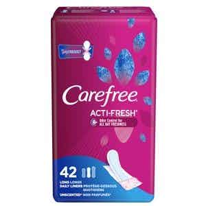 Carefree Acti-Fresh Panty Liner, Unscented, Long, 06986, Case of 336 (8 Packs)