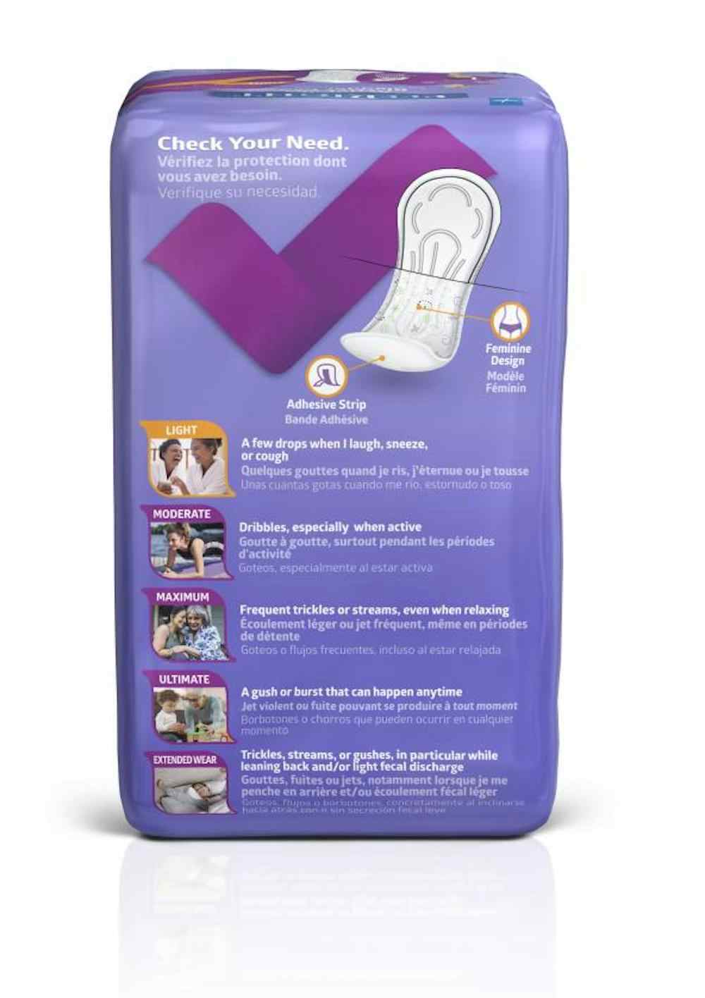 FitRight Bladder Control Pads, Light Absorbency, FBC1010Z, 3.5" X 9" - Bag of 20