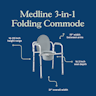 Medline 3-in-1 Steel Elongated Folding Commode