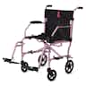 Medline Ultralight Transport Chair, Restaurant-Style Armrests, Swing-Away Footrests, Cup Holder, 6", MDS808200F3P, Pink - 1 Each