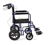 Medline Basic Aluminum Transport Chair, Permanent Full-Length Arms, Swing-Away Footrests, 12", MDS808210ABE, Blue - 1 Each