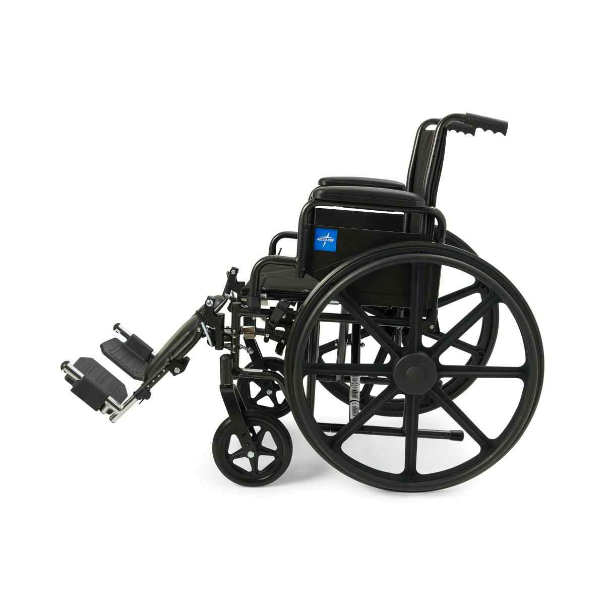 Medline K1 Wheelchair, Full-Length Arms, Swing-Away Foot Rests, Vinyl, 18", K1186V11S, 1 Each