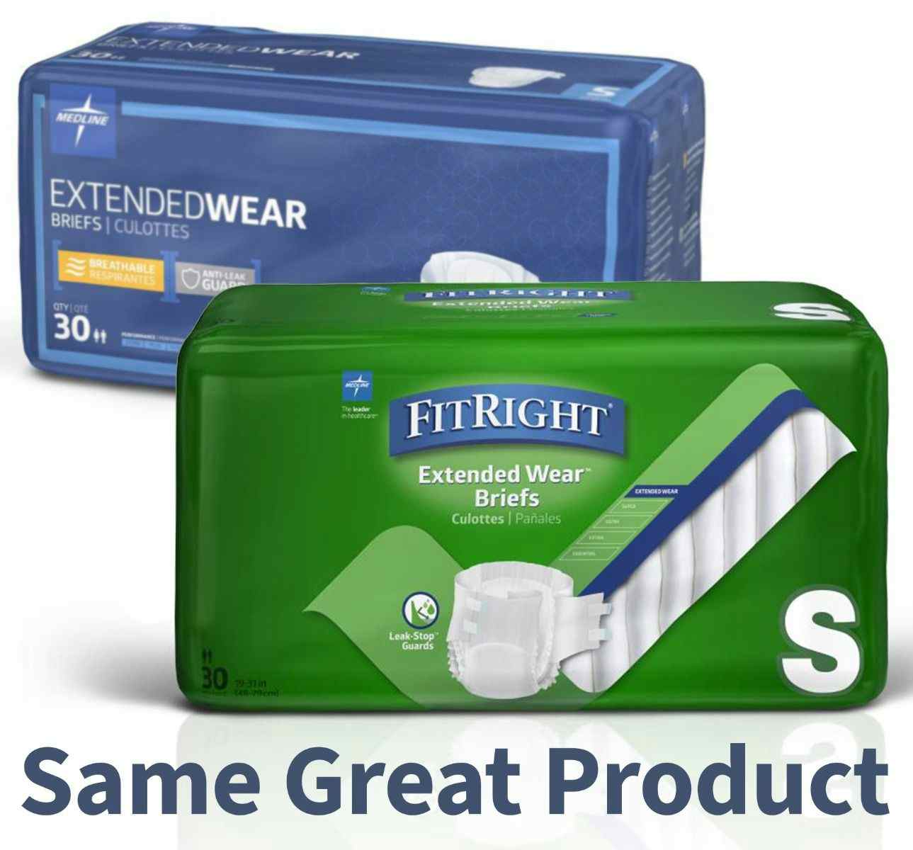 Medline Extended Wear Briefs with Tabs, Overnight Absorbency