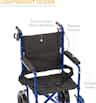 drive Expedition Lightweight Transport Wheelchair, EXP19LTBL, 1 Each