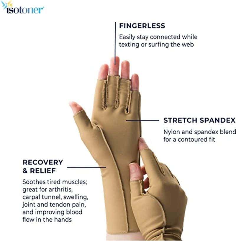 Isotoner Therapeutic Gloves, A25830CAMLG, 8" to 9" - Large - 1 Pair