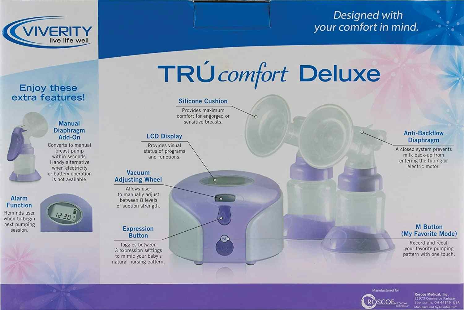 Roscoe Medical Viverity TruComfort Deluxe Double Electric Breast Pump
